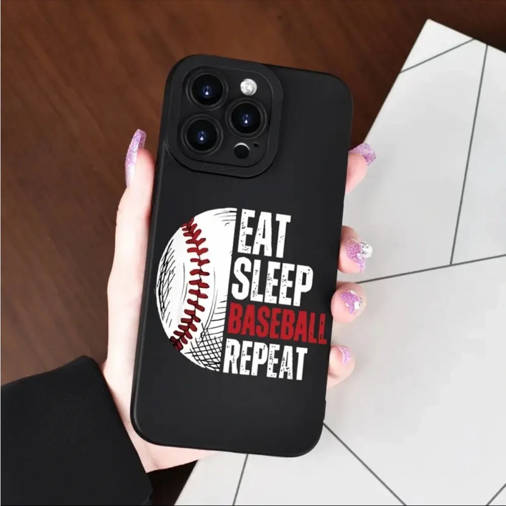 iPhone 15 Pro Phone Case Baseball Black Matte Texture Shockproof Case…